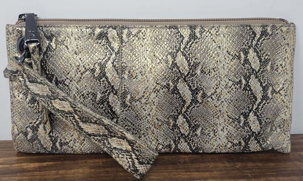 HOBO Vida Metallic Leather Glam Snake Wristlet Clutch